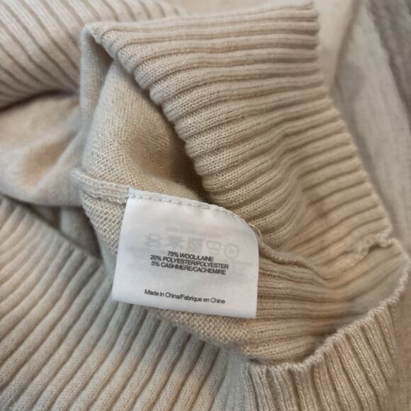 Tory Burch Sweater Womens Small Wool Cashmere Blend Tory Logo Cream Crew - Picture 8 of 8